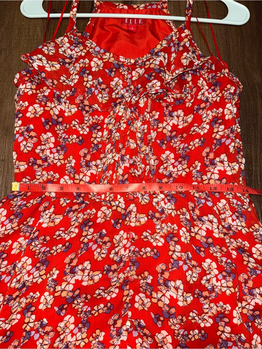 ELLE Red Floral Ruffle Mini Dress - Picture 7 of 8